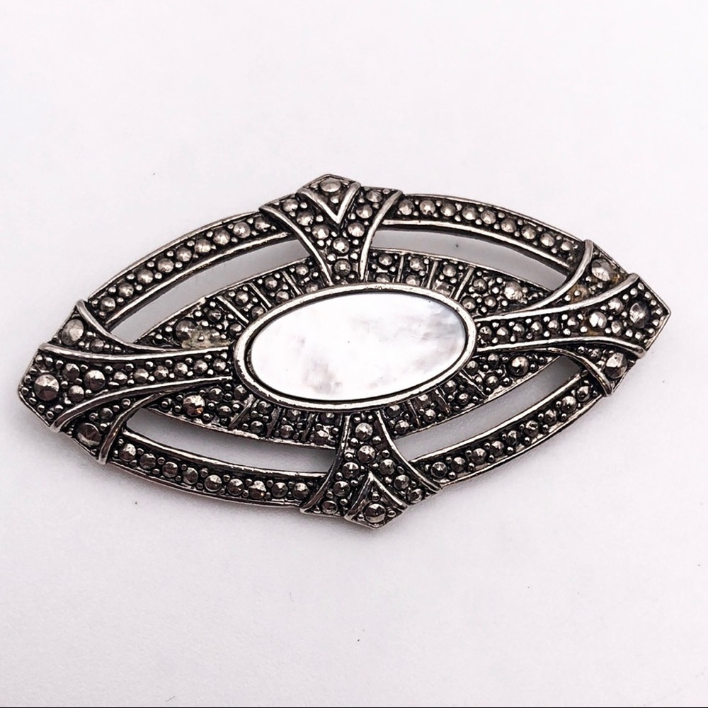 Vintage Mother of Pearl & Marcasite Brooch